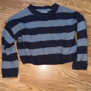 SO Women's Navy and Gray Striped Sweater